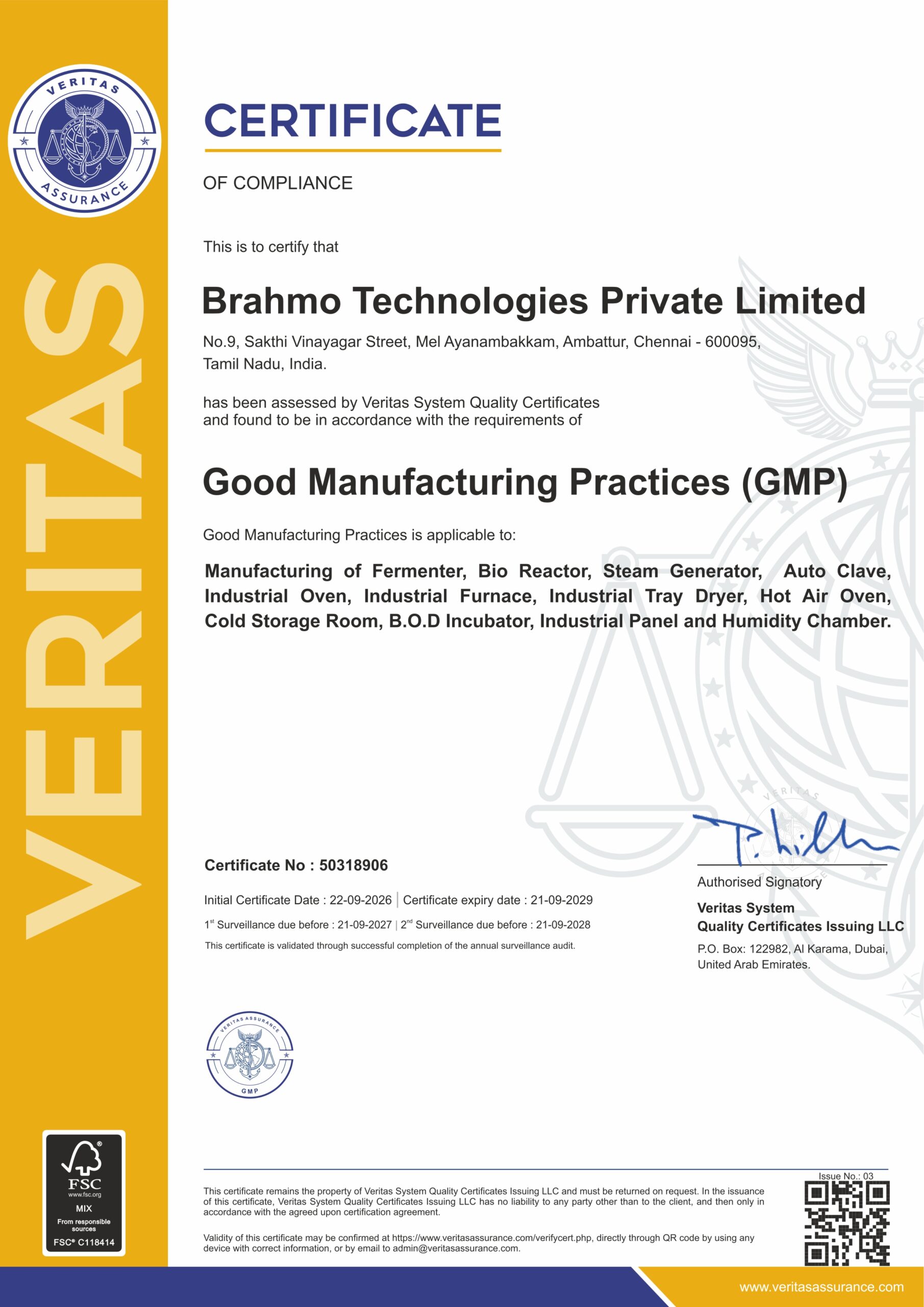 Good Manufacturing Practices Certificate
