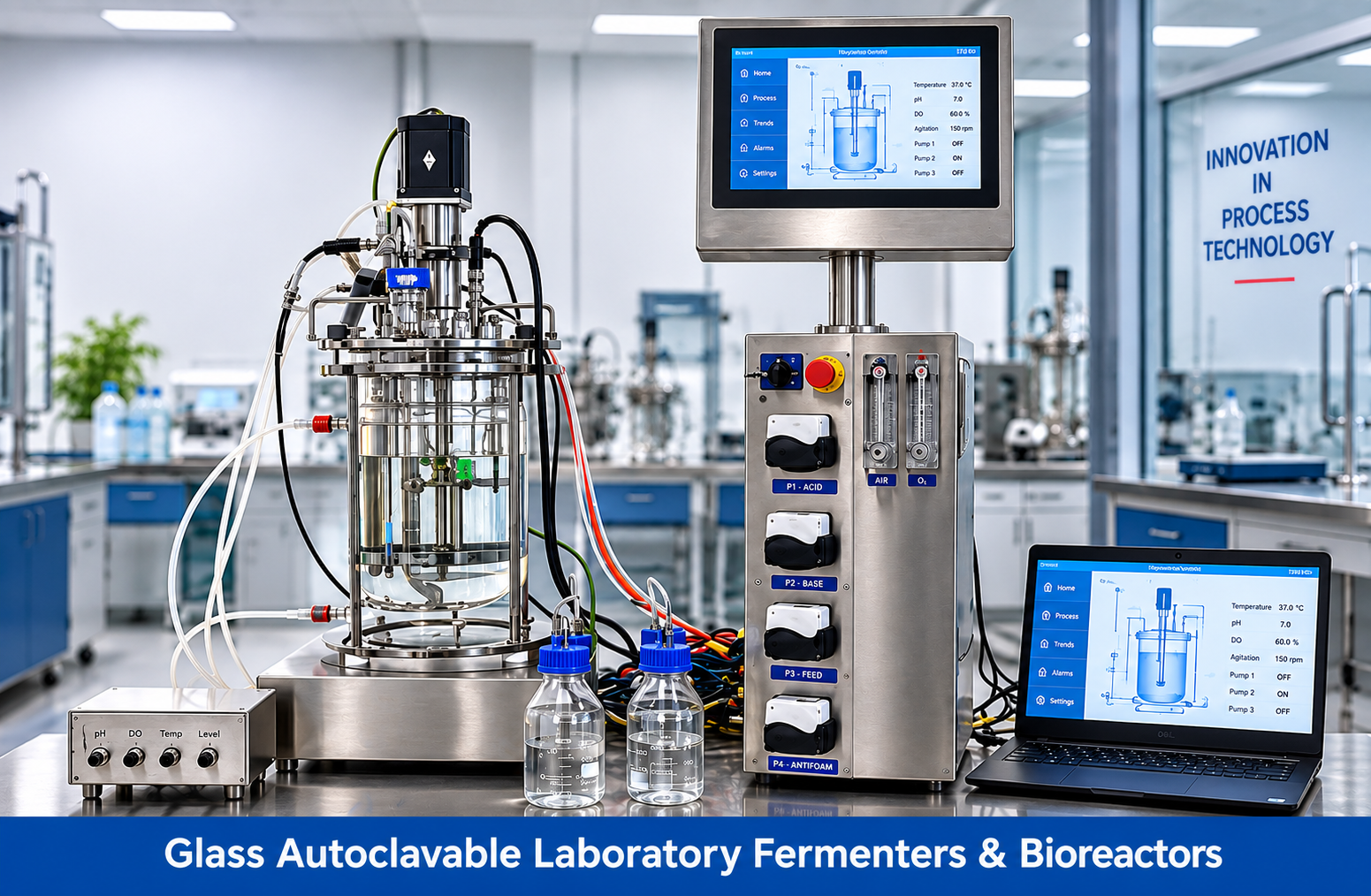 Glass Autoclavable Laboratory Fermenters and Bioreactors